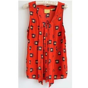 Anthropologie Maeve telephone print blouse